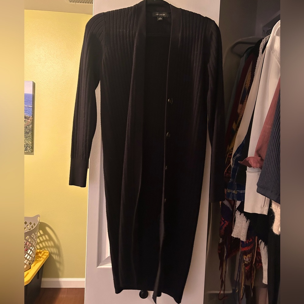 Ann Taylor Black Ribbed Cardigan